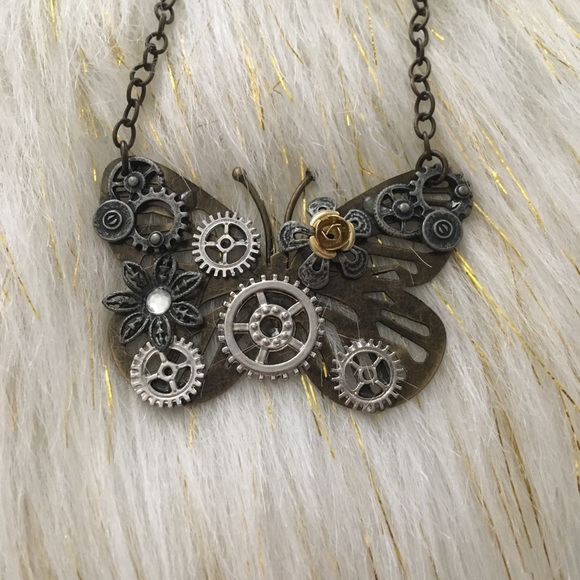 handmade Jewelry - Steampunk butterfly necklace